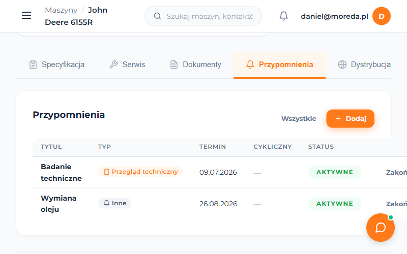 Powiadomienia i przypomnienia systemowe o ubezpieczeniach OC