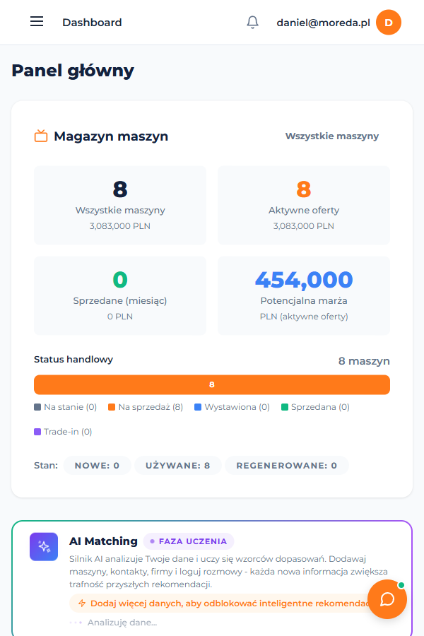 Ekran aplikacji mobilnej Moreda wyświetlany na telefonie